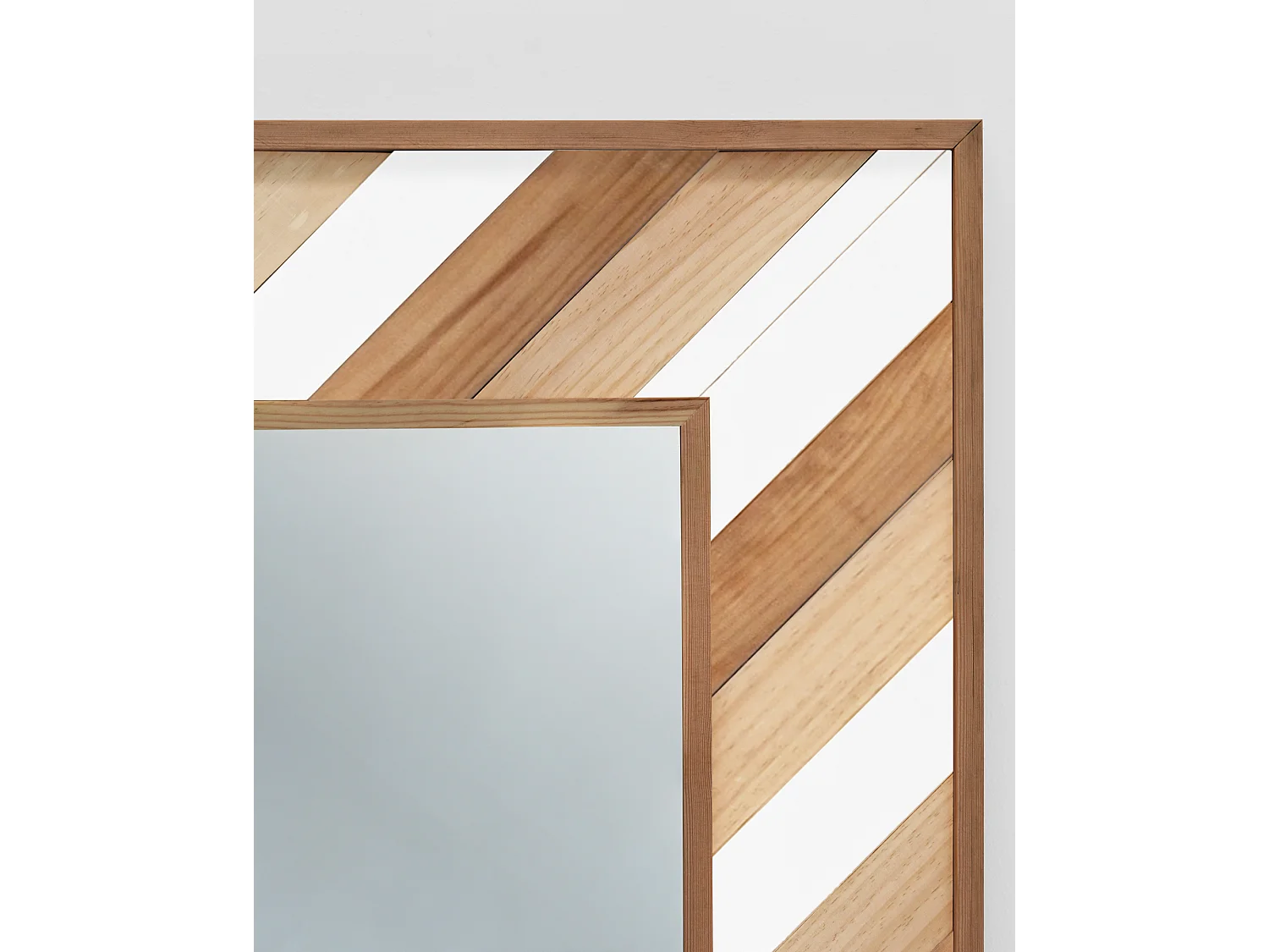 Espejo de madera maciza en tono roble oscuro, natural y blanco de 163x84cm - ZEN - DECOWOOD