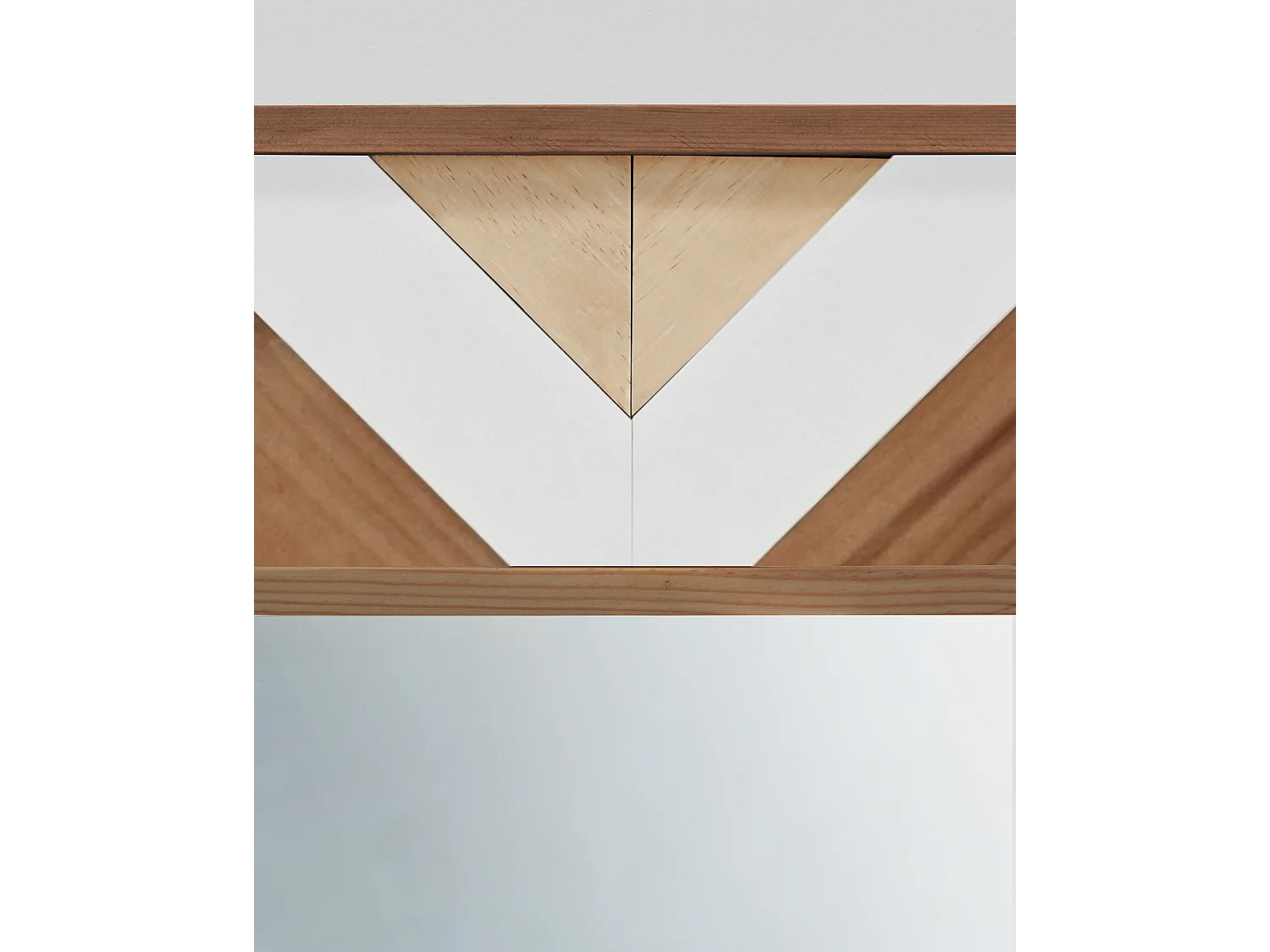 Espejo de madera maciza en tono roble oscuro, natural y blanco de 163x84cm - ZEN - DECOWOOD