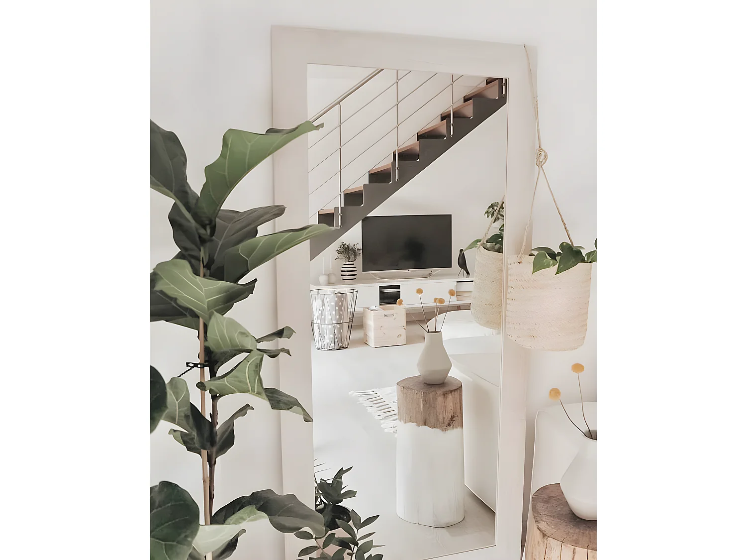 Espejo de madera color beige de 60x80cm - SAND - DECOWOOD