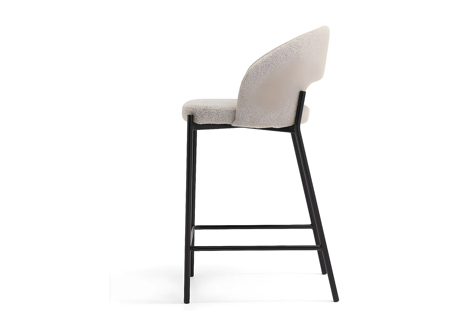 Soren - Lot de 2 chaises de bar en tissu bouclette et métal H65cm - Beige chiné