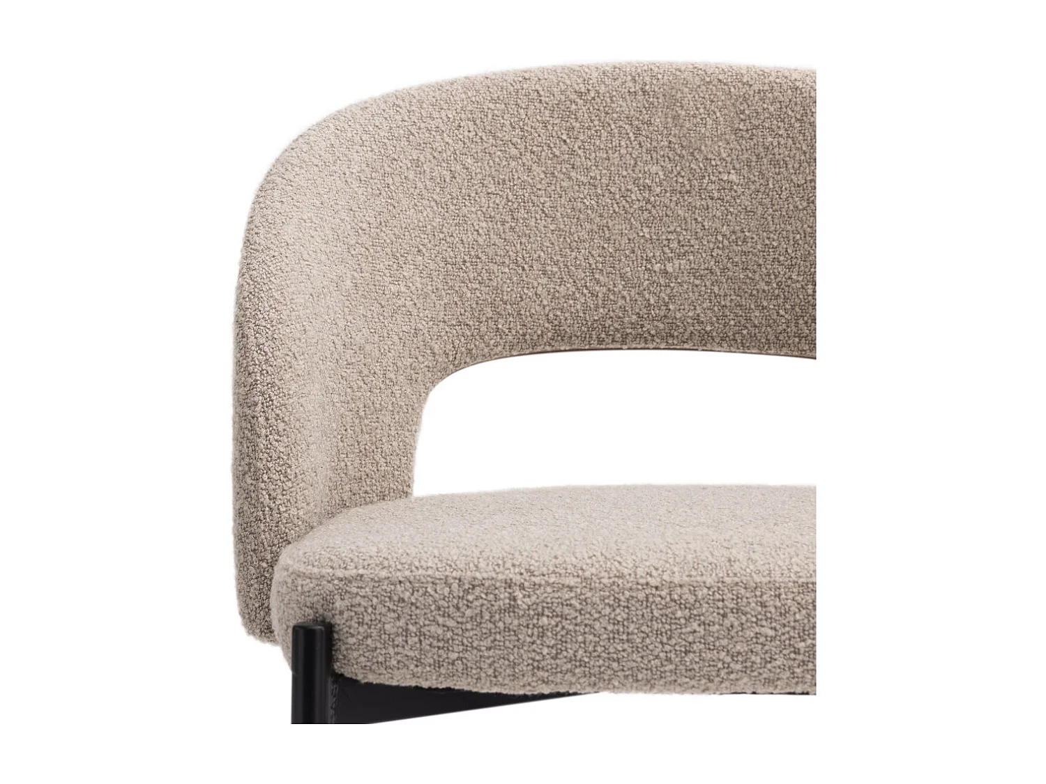 Soren - Lot de 2 chaises de bar en tissu bouclette et métal H65cm - Beige chiné