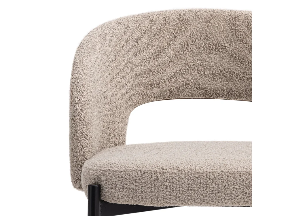 Soren - Lot de 2 chaises de bar en tissu bouclette et métal H65cm - Beige chiné