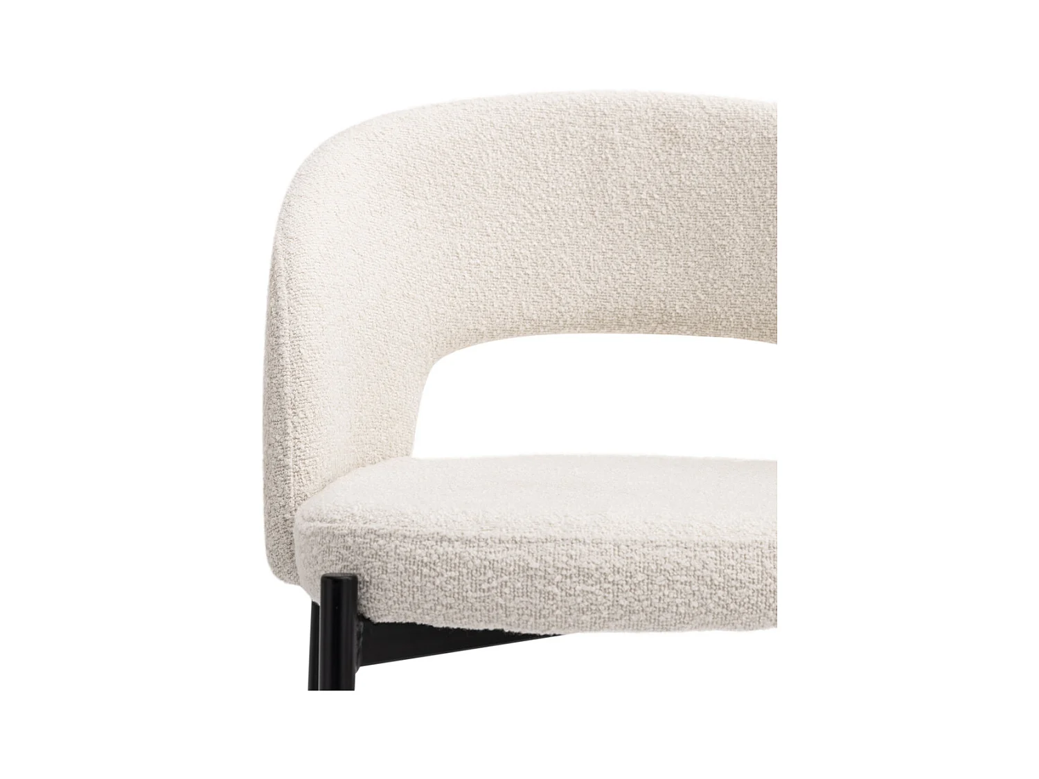 Soren - Lot de 2 chaises de bar en tissu bouclette et métal H65cm - Écru
