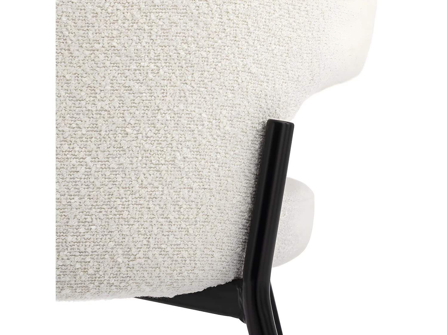 Soren - Lot de 2 chaises de bar en tissu bouclette et métal H65cm - Écru