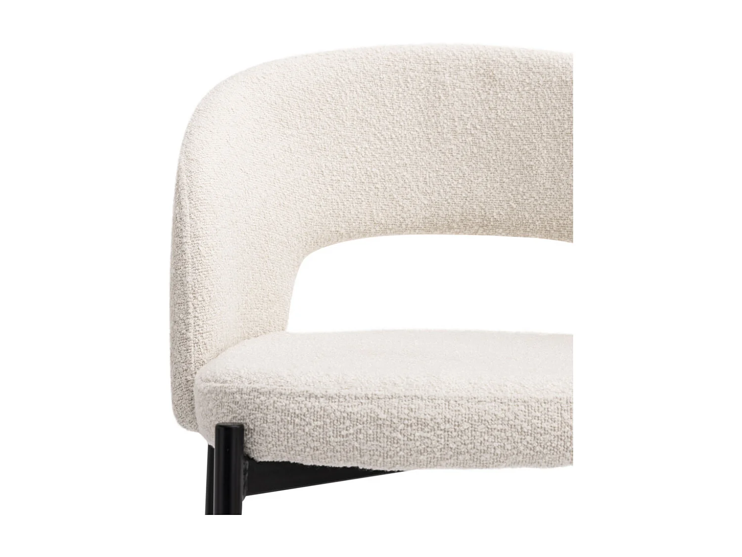 Soren - Lot de 2 chaises de bar en tissu bouclette et métal H65cm - Écru