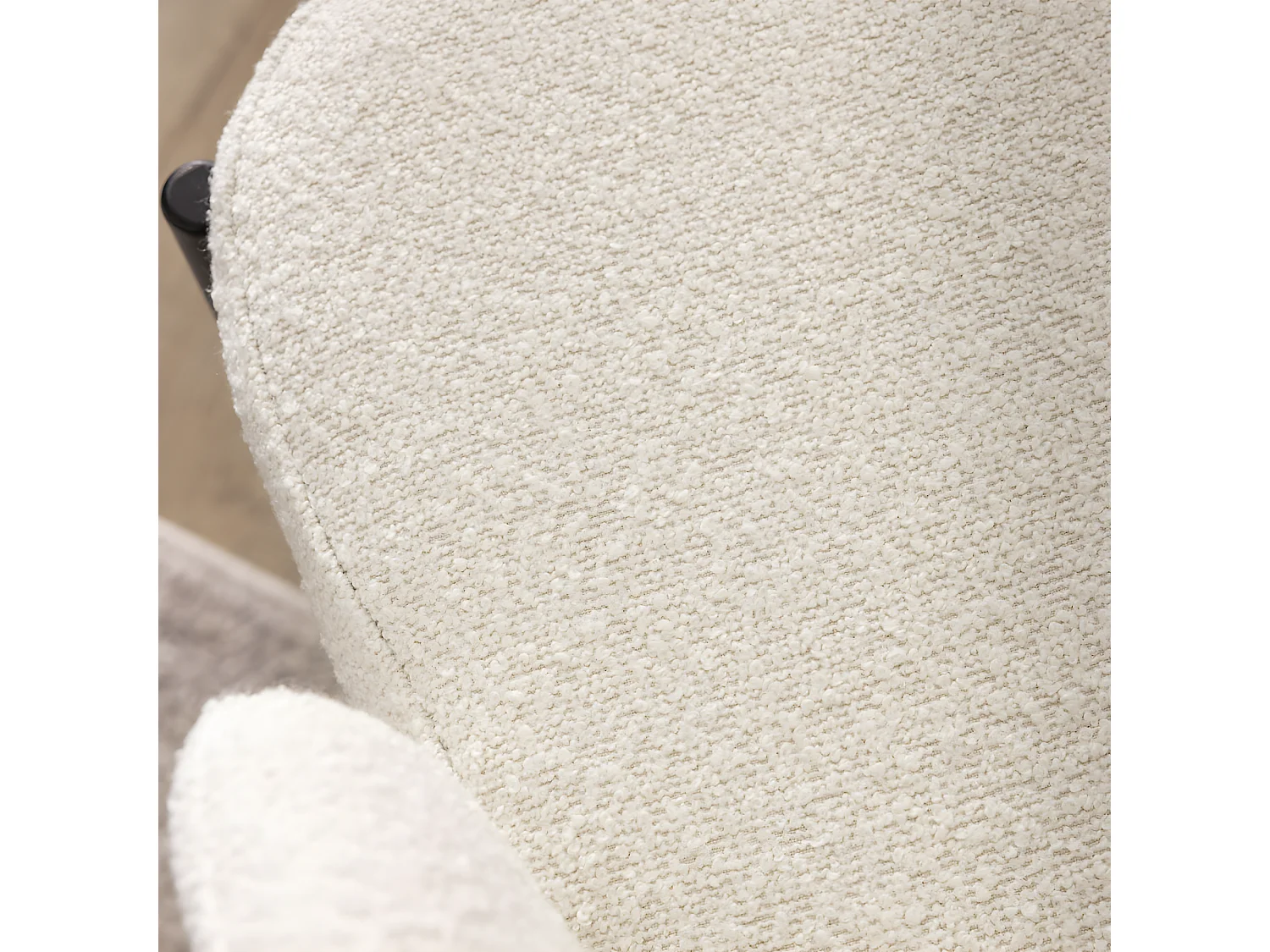 Soren - Lot de 2 chaises de bar en tissu bouclette et métal H65cm - Écru