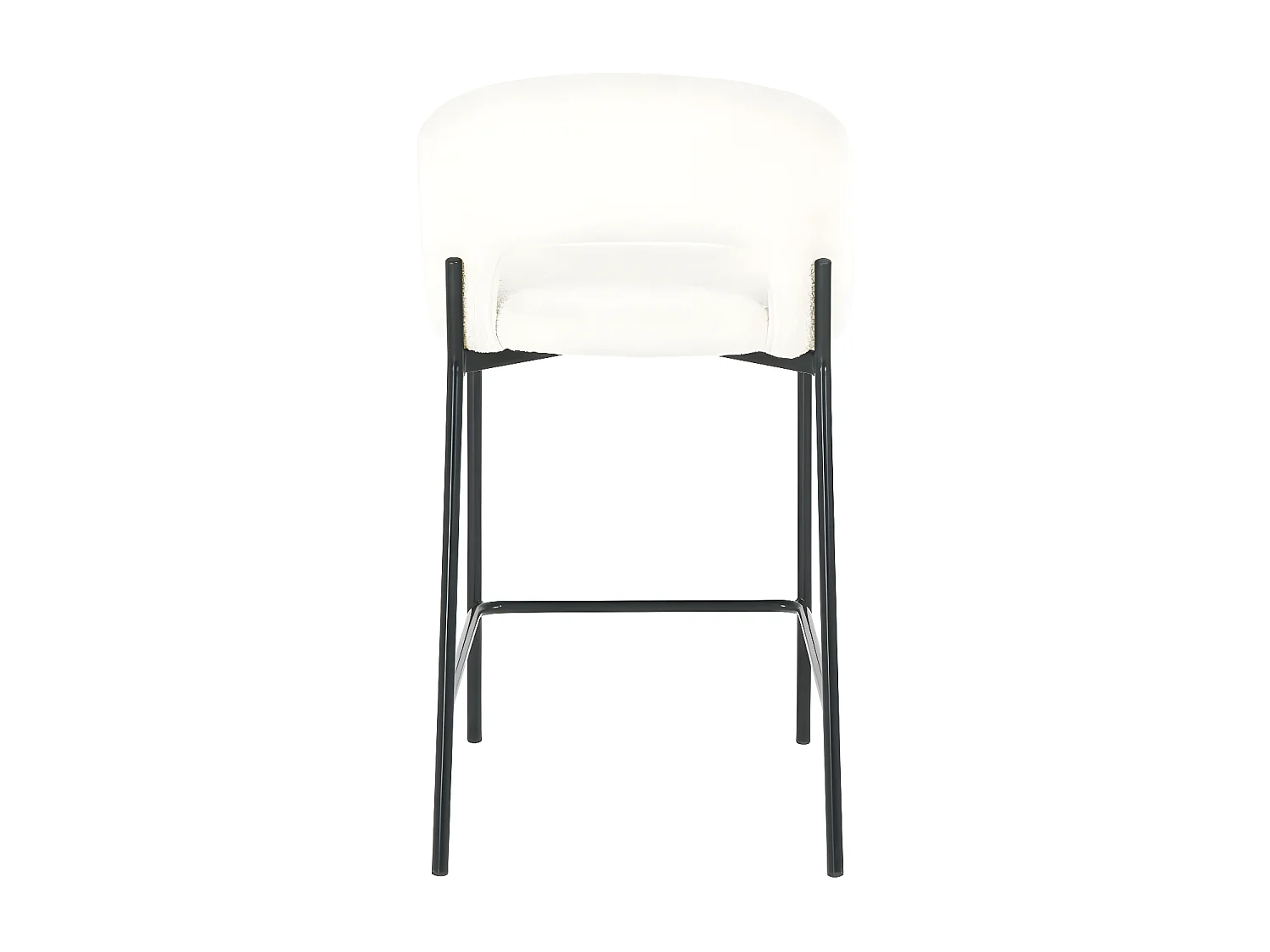 Soren - Lot de 2 chaises de bar en tissu bouclette et métal H65cm - Écru