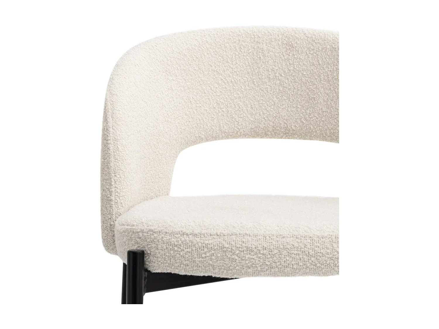 Soren - Lot de 2 chaises de bar en tissu bouclette et métal H65cm - Écru