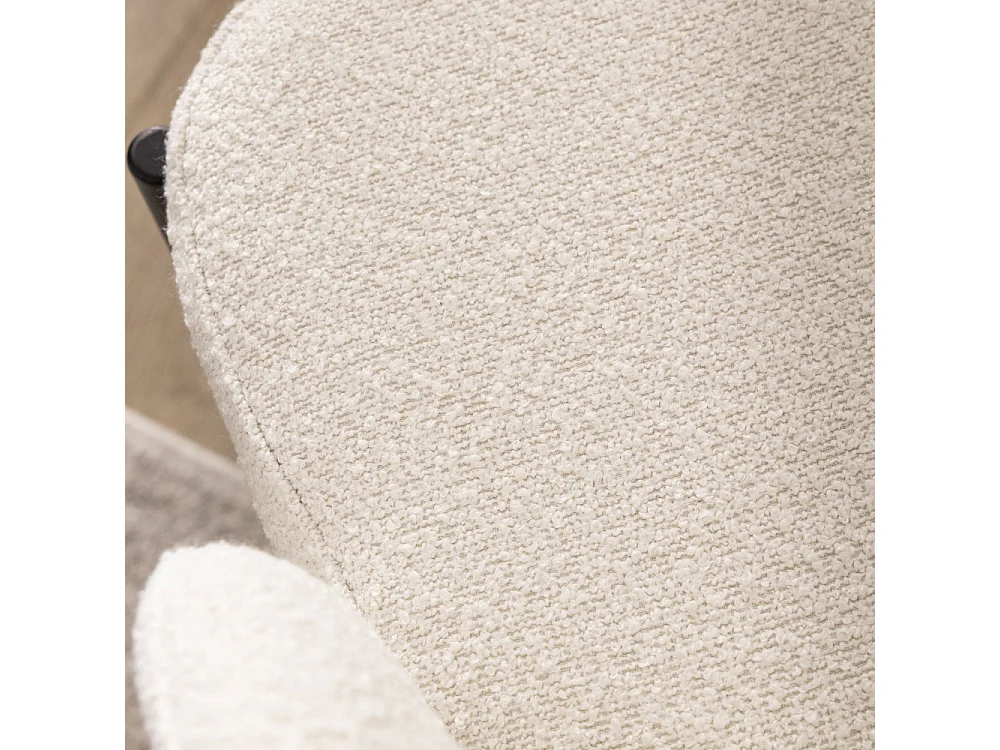 Soren - Lot de 2 chaises de bar en tissu bouclette et métal H65cm - Écru