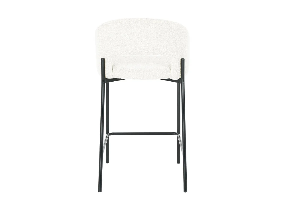 Soren - Lot de 2 chaises de bar en tissu bouclette et métal H65cm - Écru