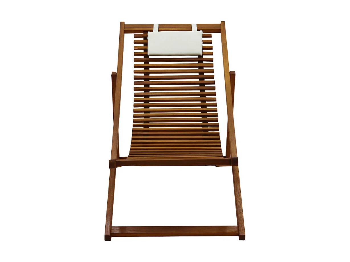 Sedie sdraio legno massello con cuscino in tessuto bianco (set di 2) MOONA