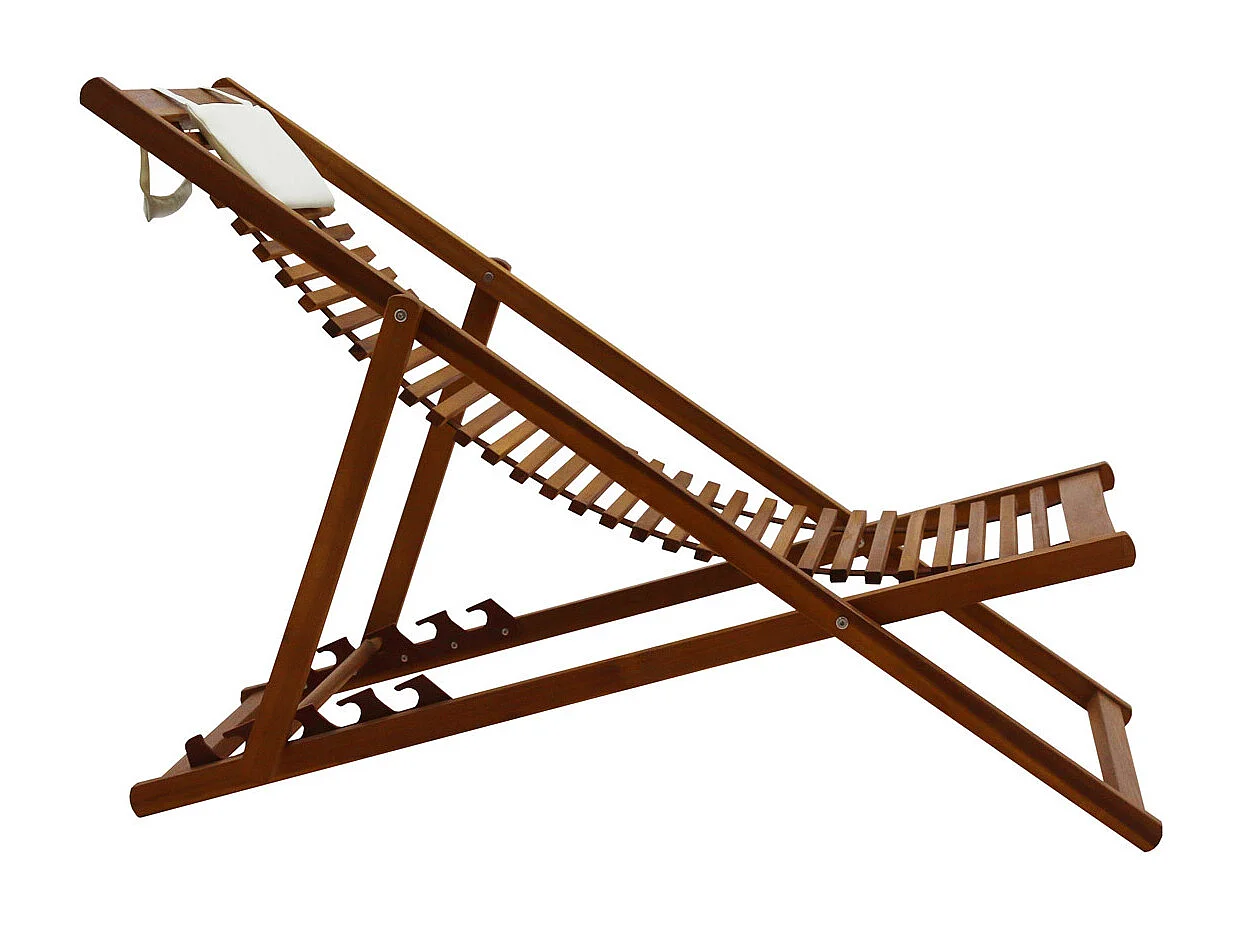 Sedie sdraio legno massello con cuscino in tessuto bianco (set di 2) MOONA