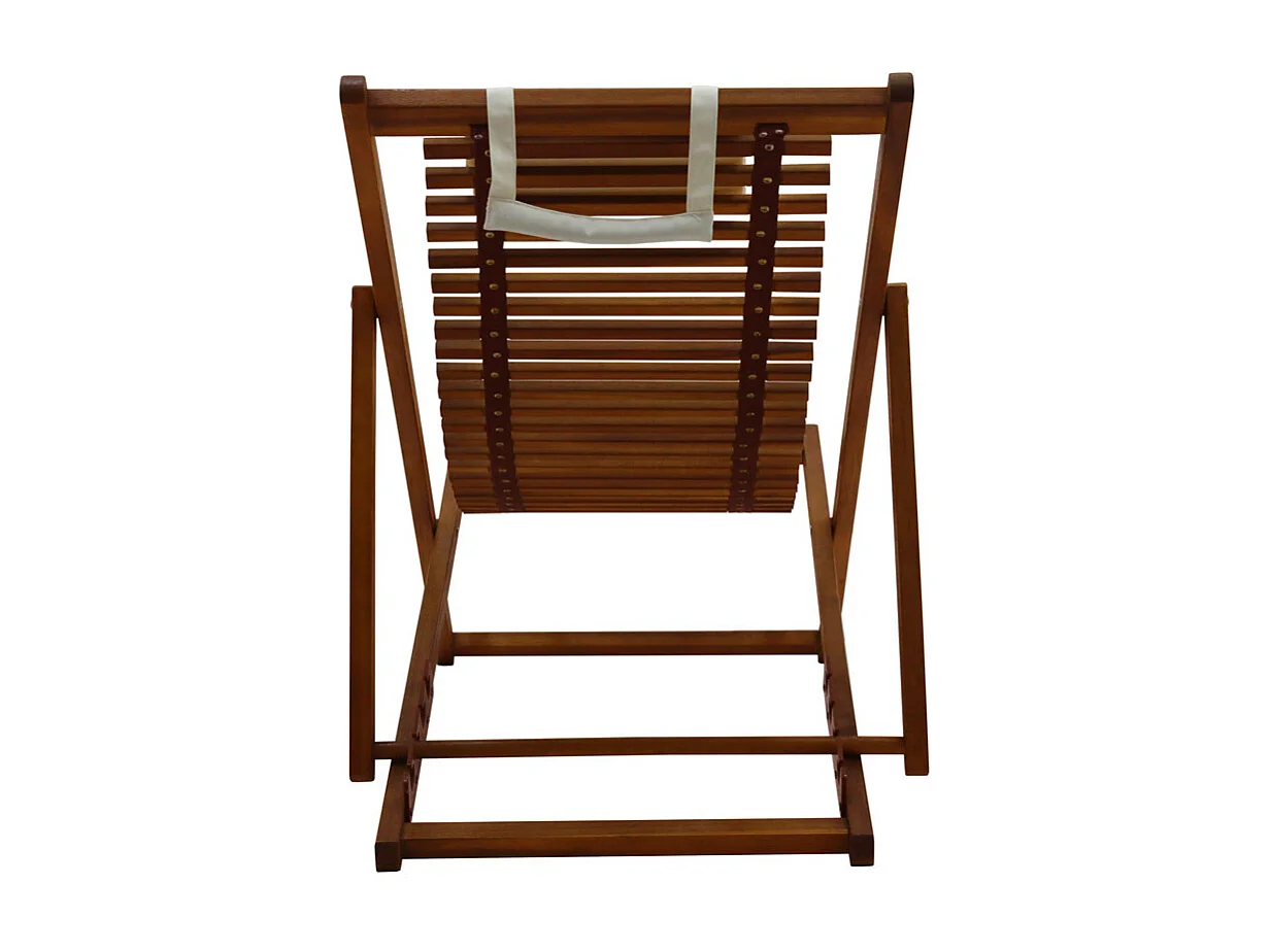 Chiliennes en bois massif avec coussin en tissu blanc (lot 2) MOONA