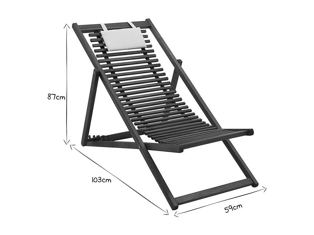 Chiliennes en bois massif avec coussin en tissu blanc (lot 2) MOONA