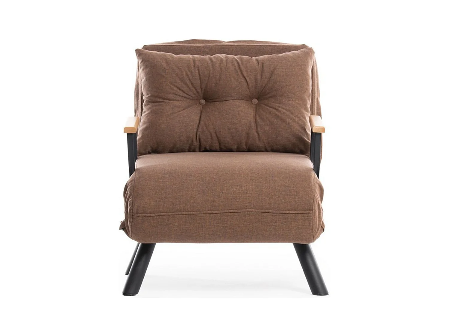 Sillón-cama de 1 plaza – color marrón claro – estructura 100% metal – tejido de lino