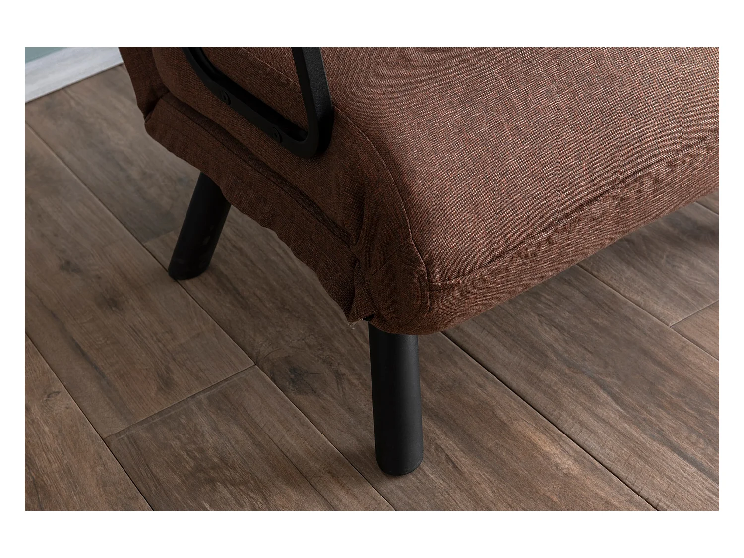 Sillón-cama de 1 plaza – color marrón claro – estructura 100% metal – tejido de lino