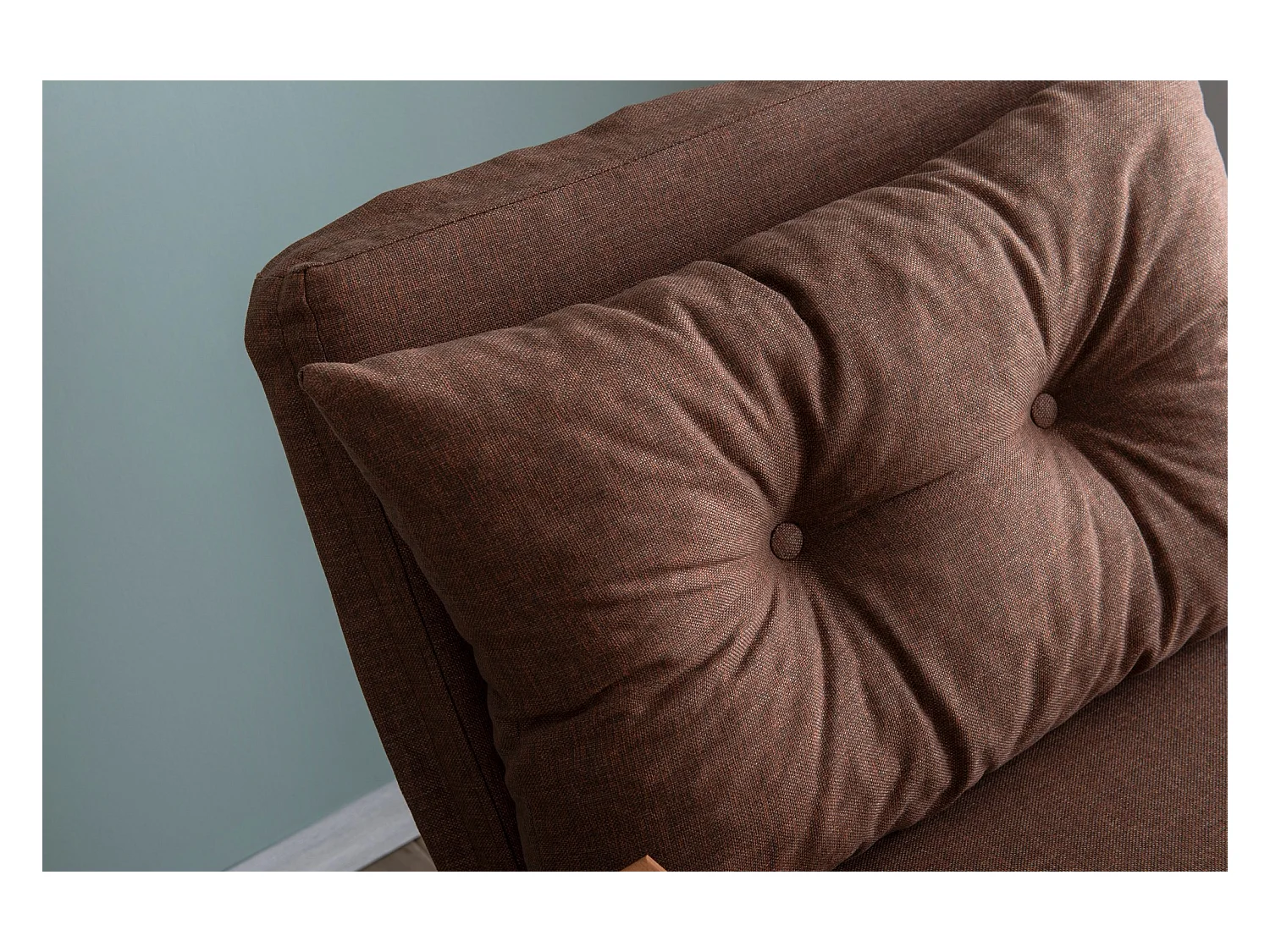 Sillón-cama de 1 plaza – color marrón claro – estructura 100% metal – tejido de lino