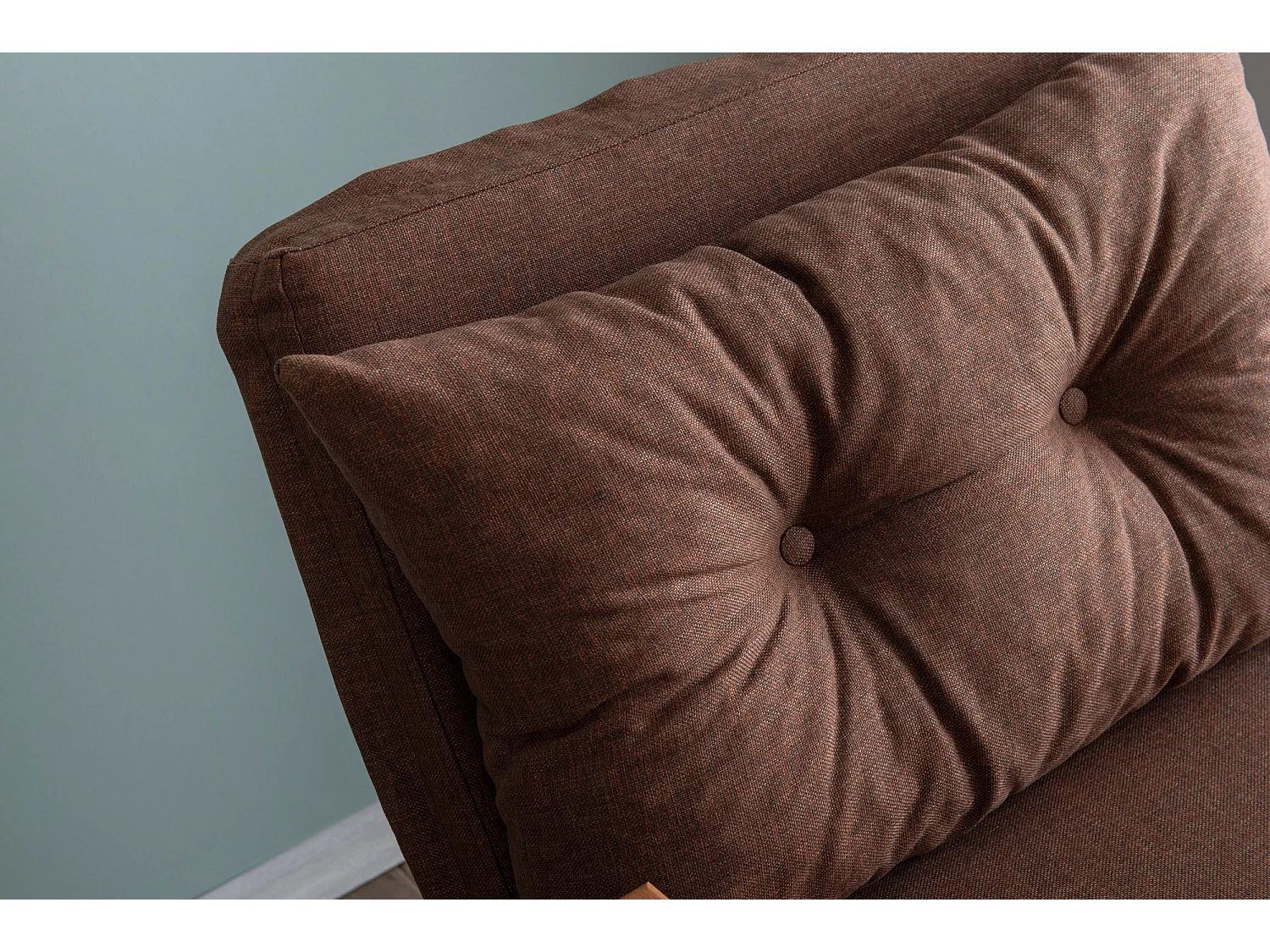 Poltrona-cama de 1 lugar – cor marrom claro – estrutura 100% metálica – tecido de linho