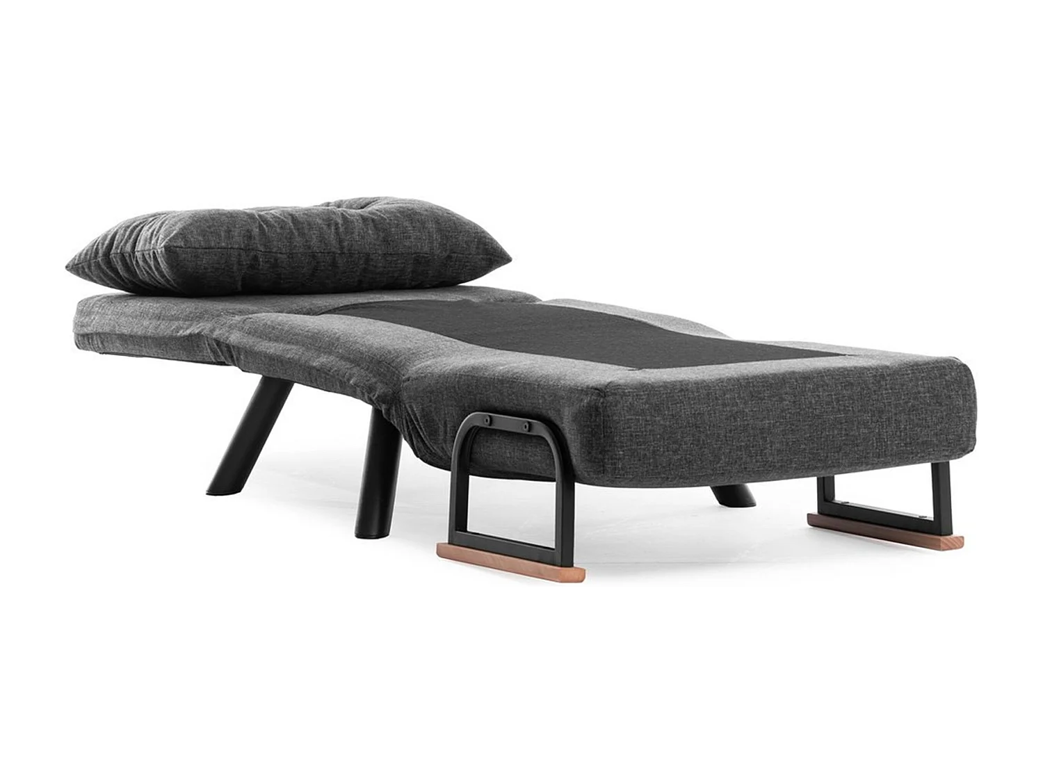 Fauteuil convertible Yolanda Métal Noir et Lin Gris foncé