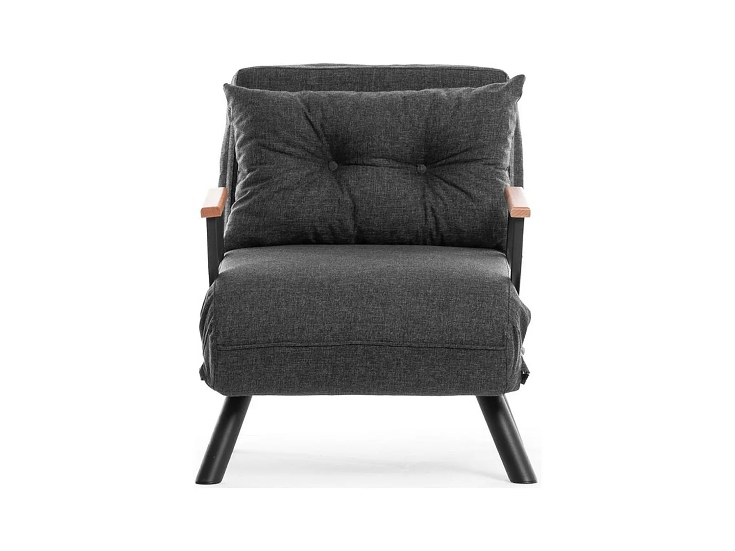 Fauteuil convertible Yolanda Métal Noir et Lin Gris foncé