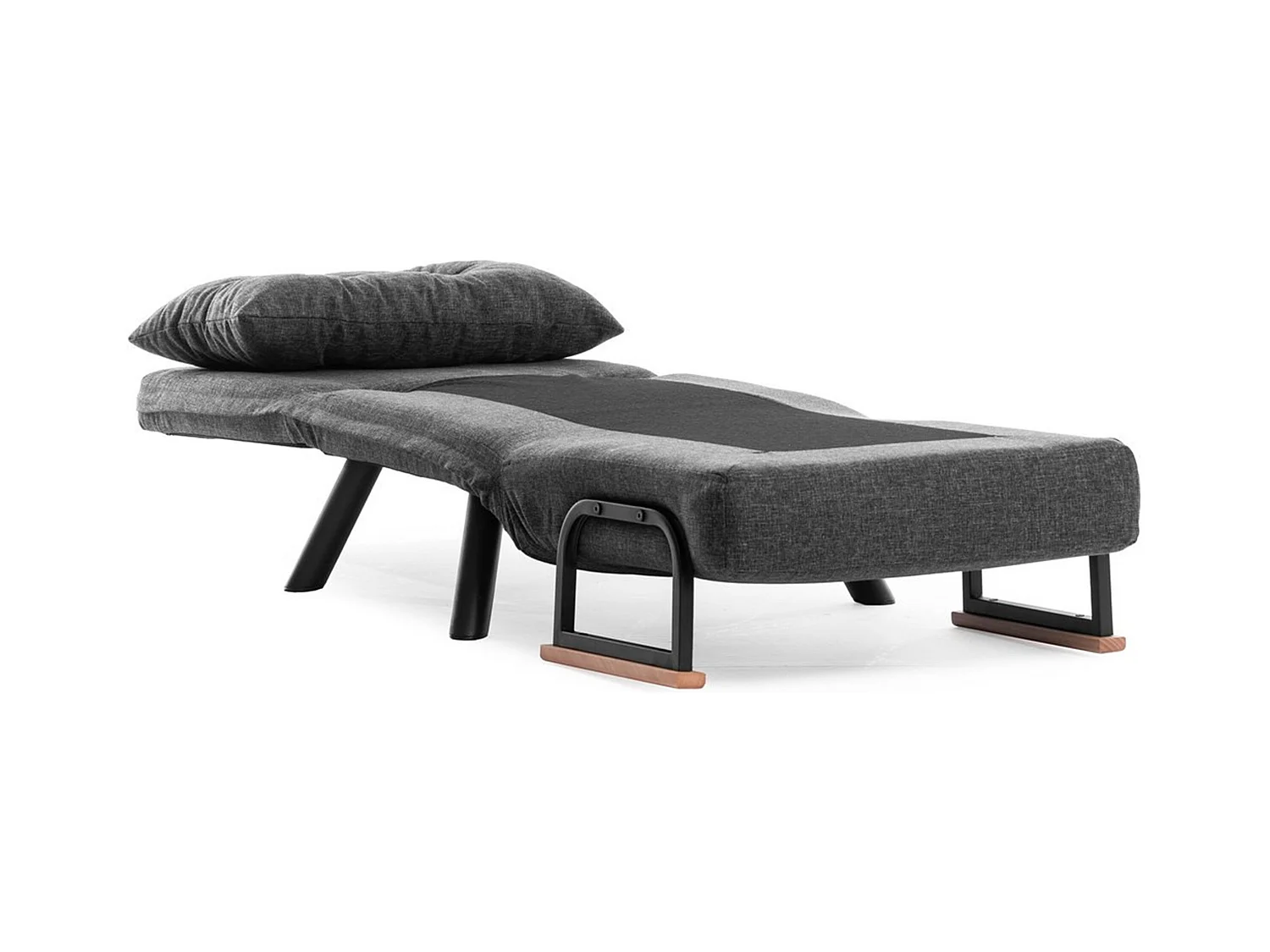 Fauteuil convertible Yolanda Métal Noir et Lin Gris foncé