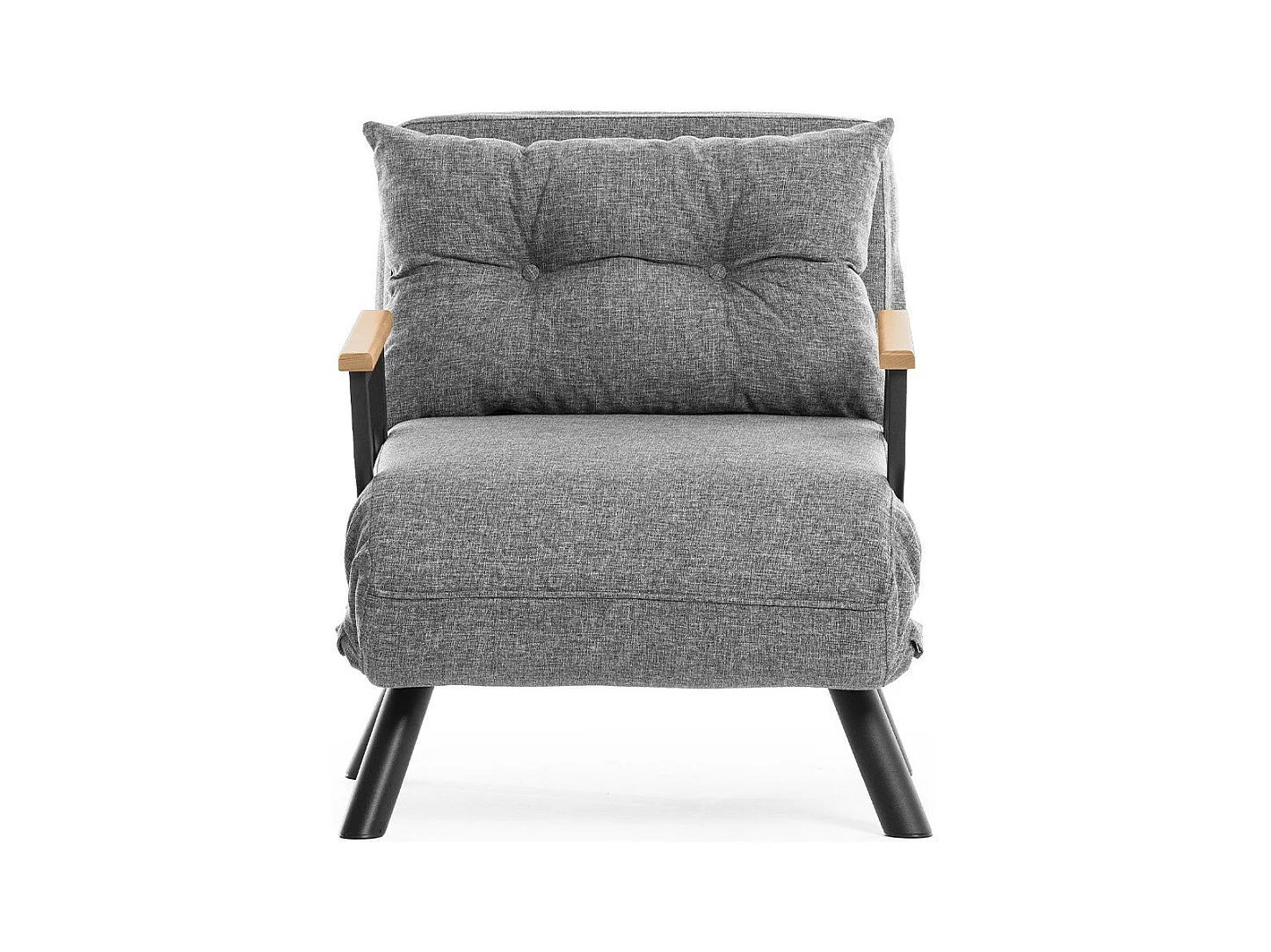 Sillón-Cama – 175 cm x 60 cm – Gris Claro – Metal y Tela de Lino