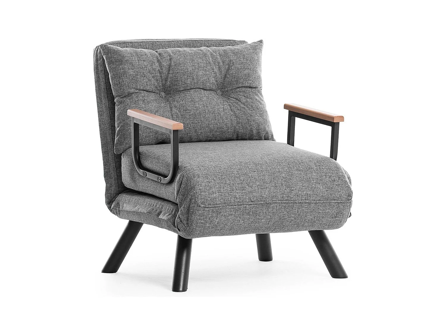 Sillón-Cama – 175 cm x 60 cm – Gris Claro – Metal y Tela de Lino