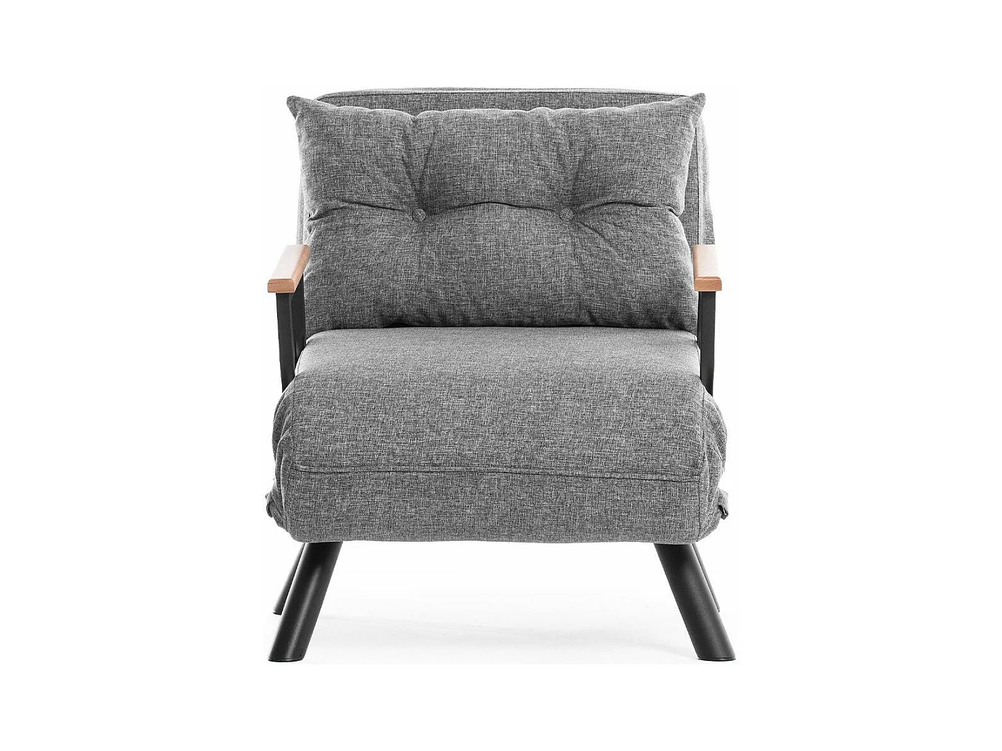 Sillón-Cama – 175 cm x 60 cm – Gris Claro – Metal y Tela de Lino