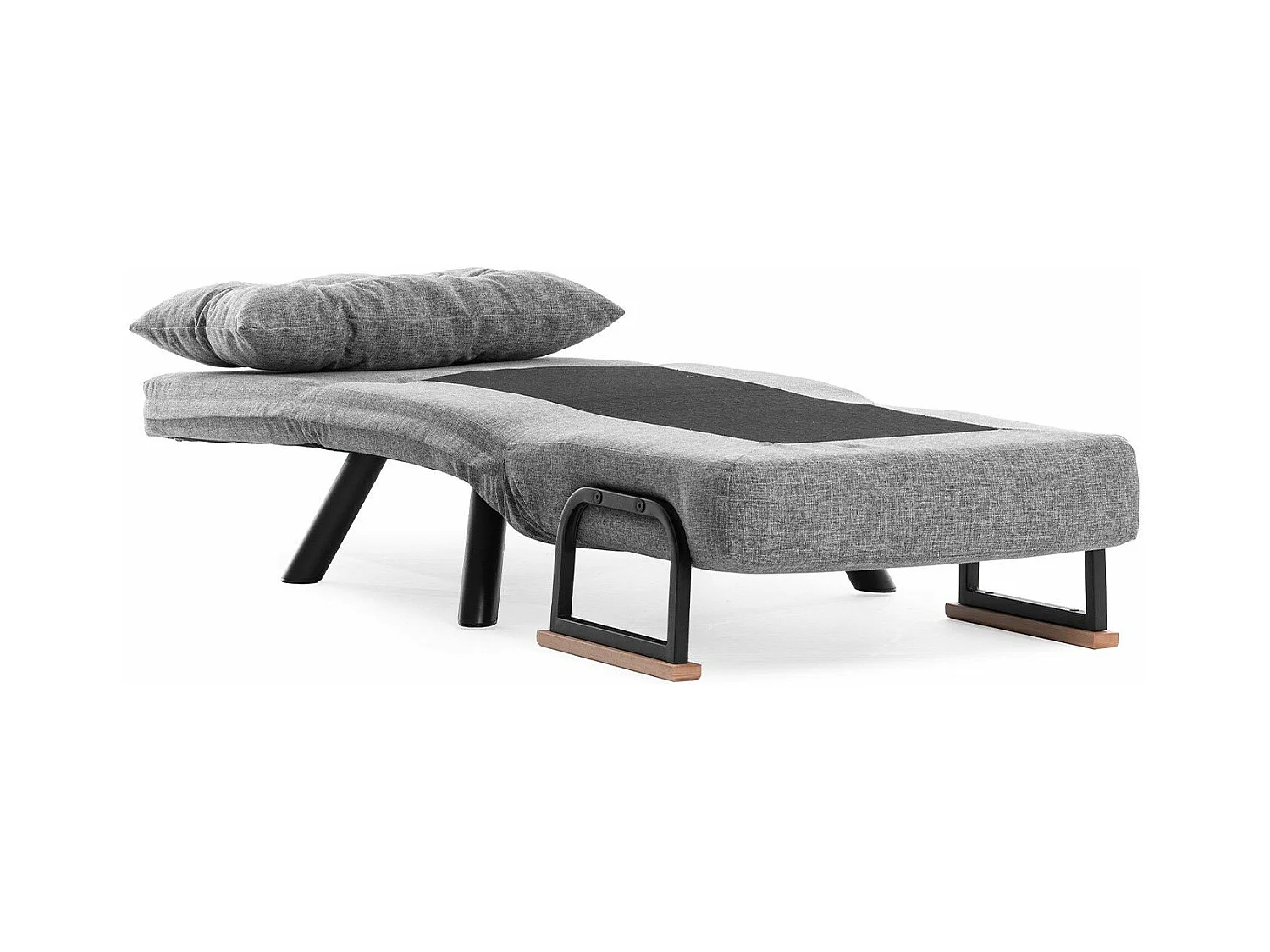 Sillón-Cama – 175 cm x 60 cm – Gris Claro – Metal y Tela de Lino