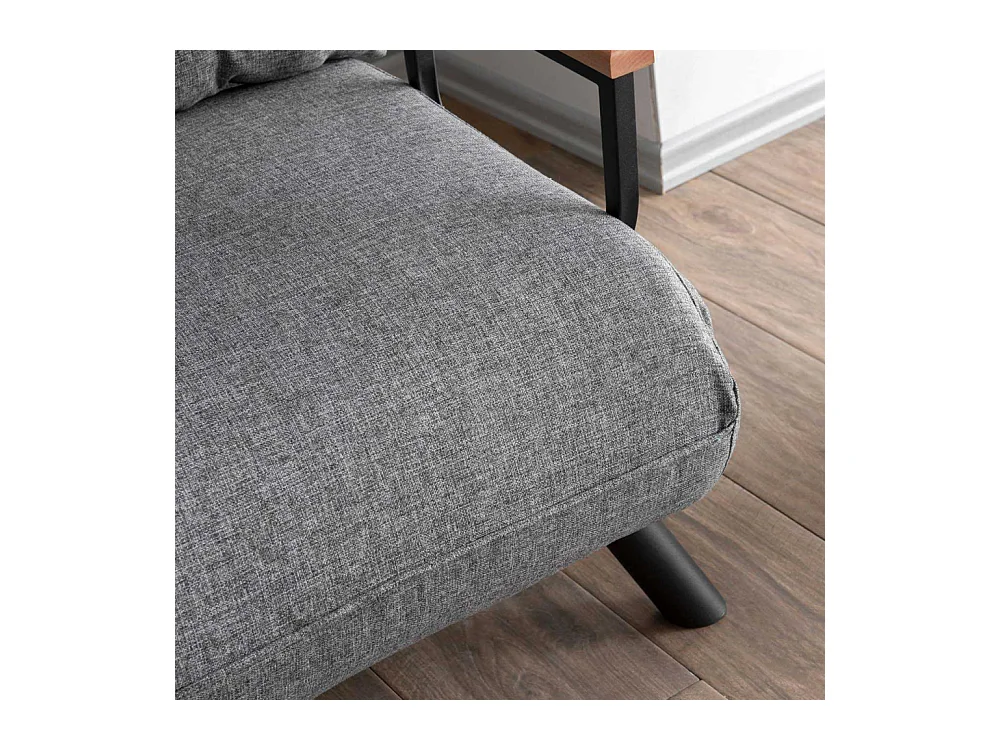 Sillón-Cama – 175 cm x 60 cm – Gris Claro – Metal y Tela de Lino