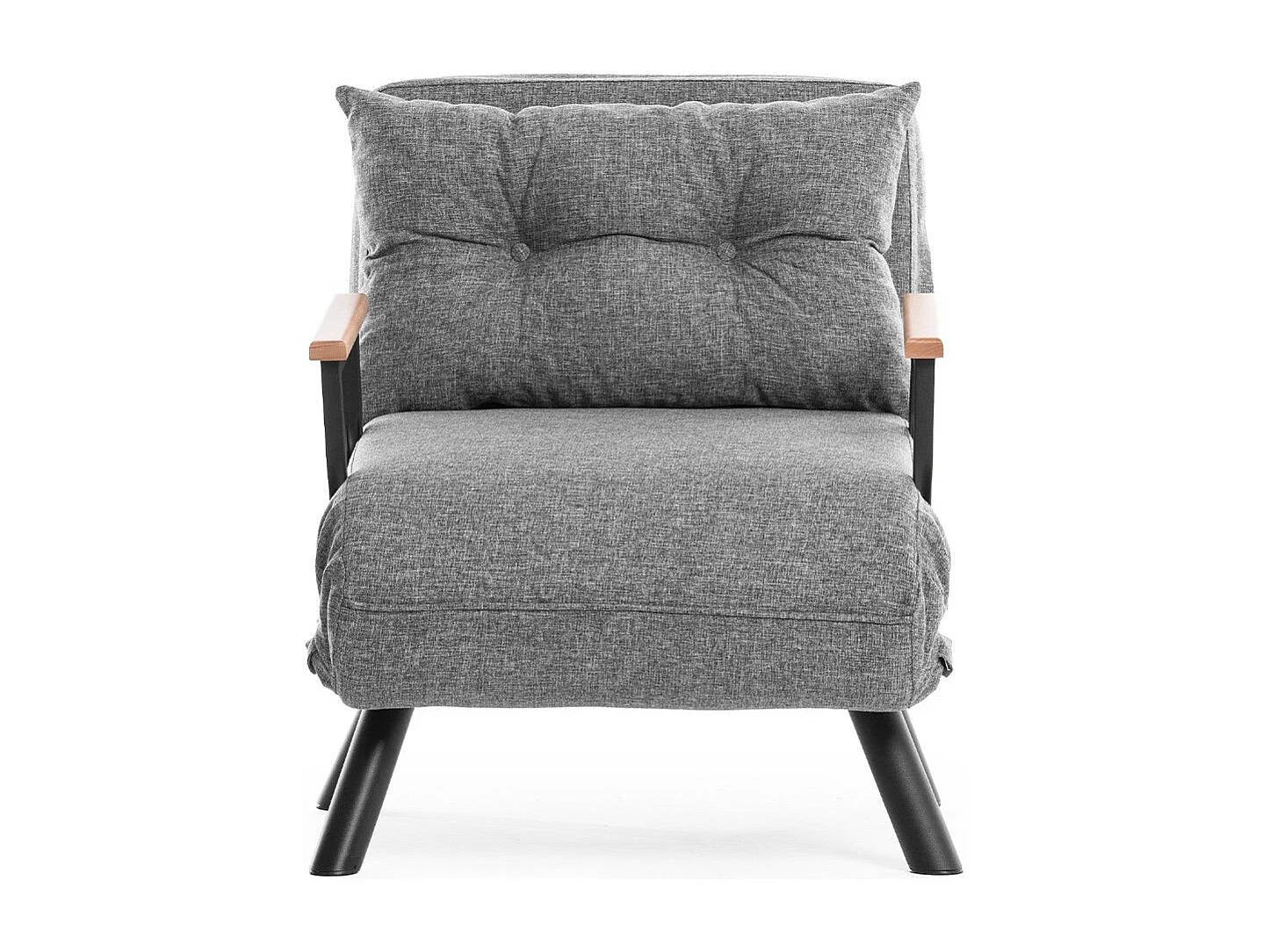 Fauteuil convertible Yolanda Métal Noir et Lin Gris clair