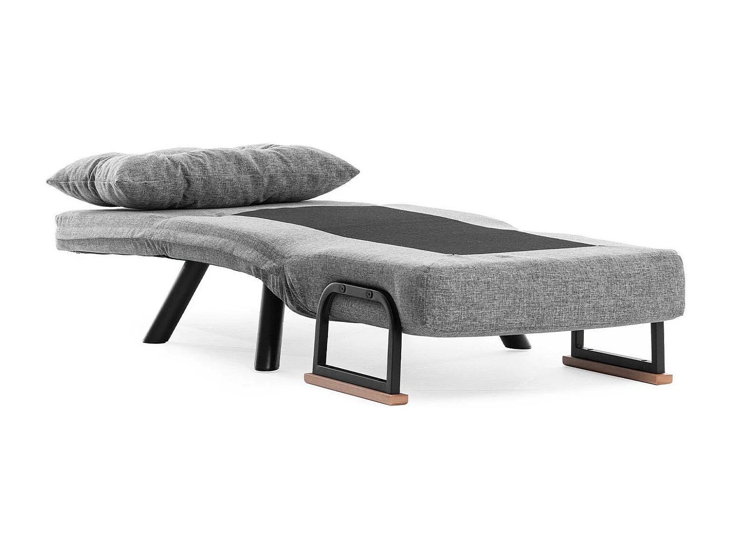 Fauteuil convertible Yolanda Métal Noir et Lin Gris clair