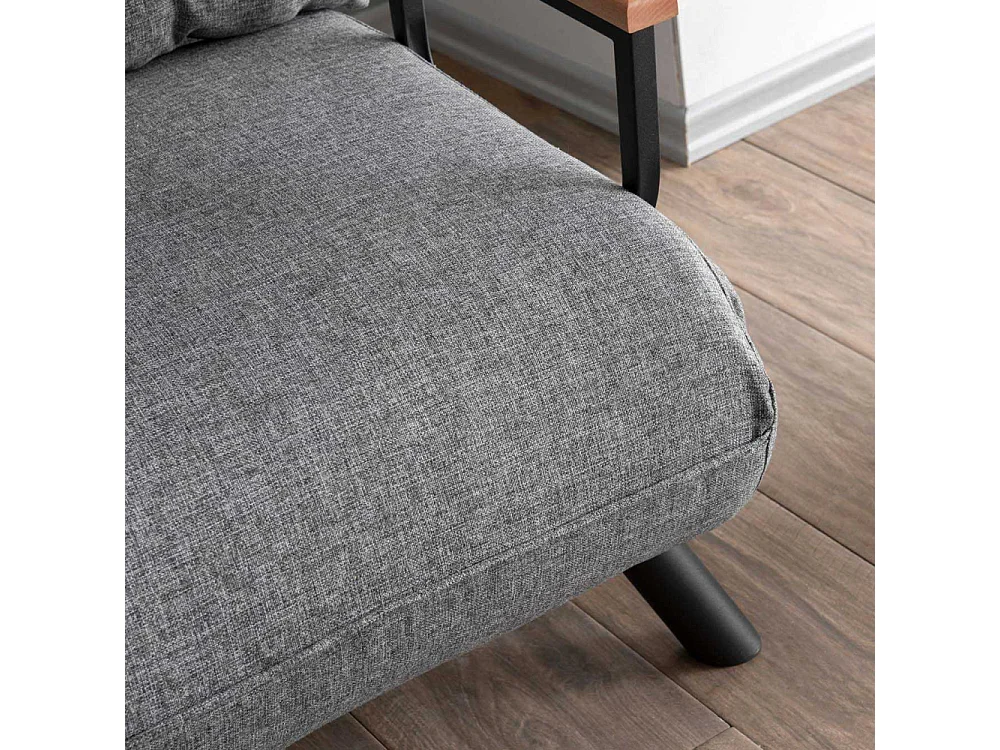 Fauteuil convertible Yolanda Métal Noir et Lin Gris clair