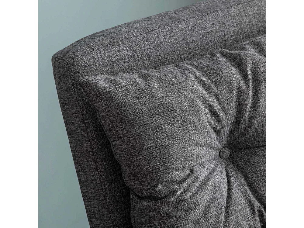 Fauteuil convertible Yolanda Métal Noir et Lin Gris clair