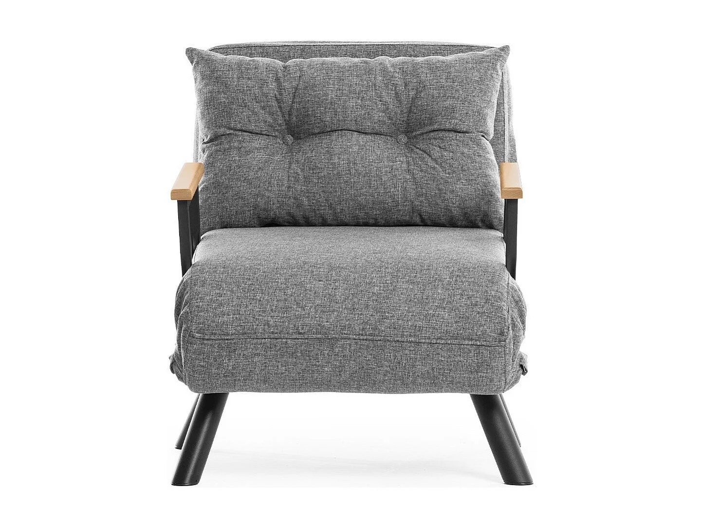 Fauteuil convertible Yolanda Métal Noir et Lin Gris clair