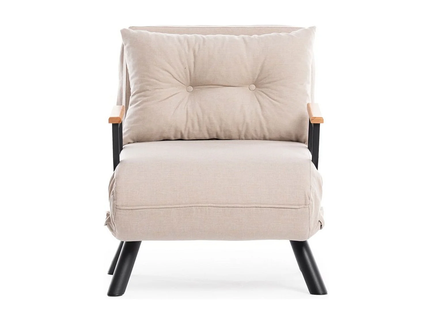 Fauteuil convertible Yolanda Métal Noir et Tissu Blanc crème