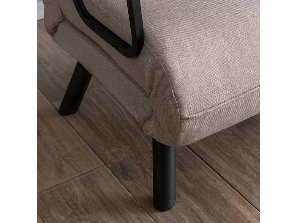 Fauteuil convertible Yolanda Métal Noir et Tissu Blanc crème