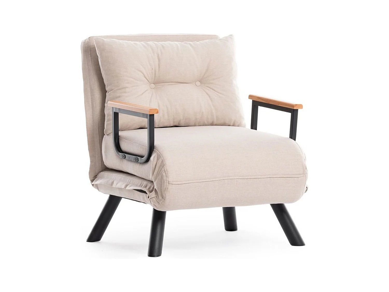 Sillón-cama – 175 cm / 60 cm / 41 cm – Crema – Metal