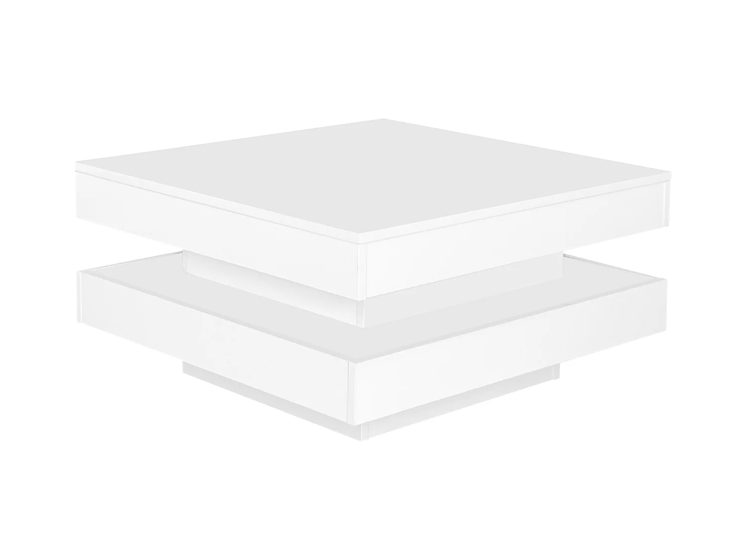 Mesa de centro giratória com LED em 16 cores - formato quadrado - Branco