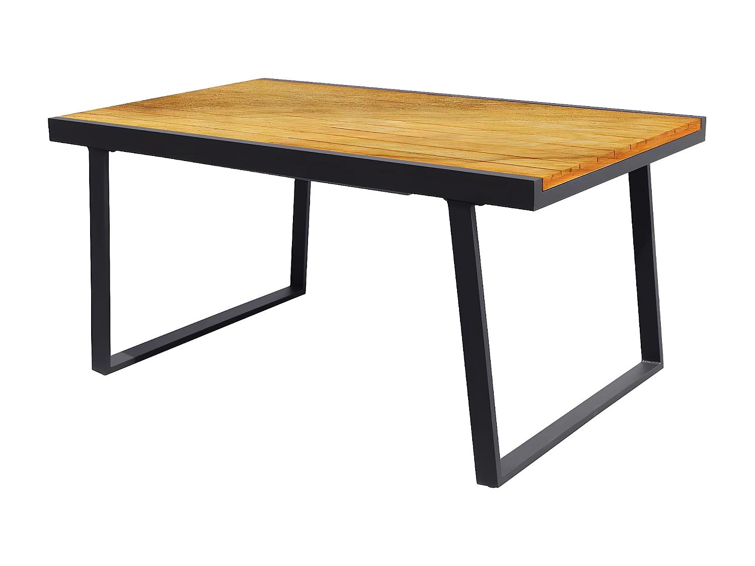 Table extensible en aluminium et bois " Iris" - 160/240 X 91 X 74 cm - Marron