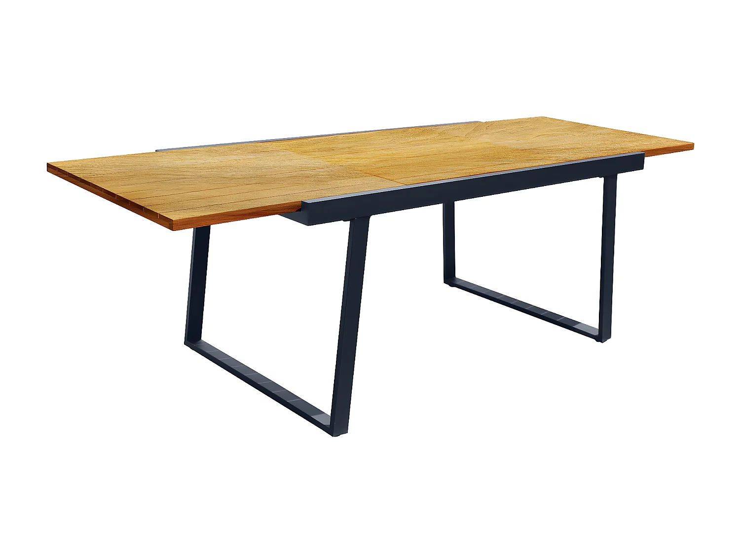 Table extensible en aluminium et bois " Iris" - 160/240 X 91 X 74 cm - Marron