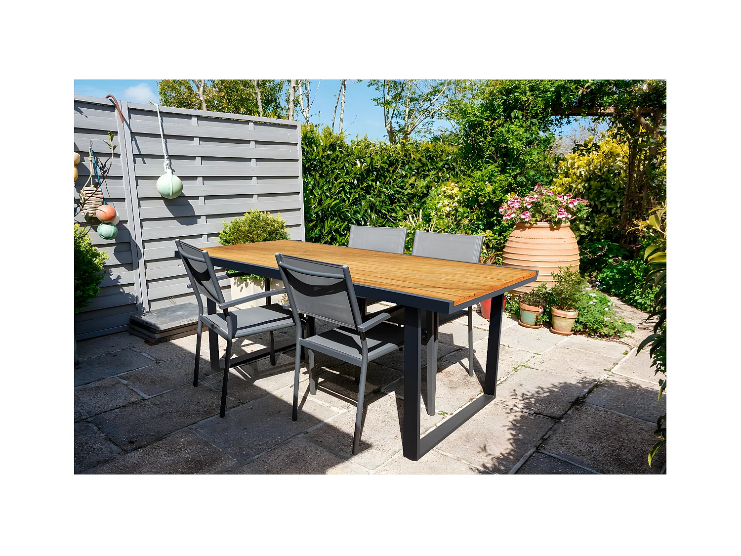Table extensible en aluminium et bois " Iris" - 160/240 X 91 X 74 cm - Marron