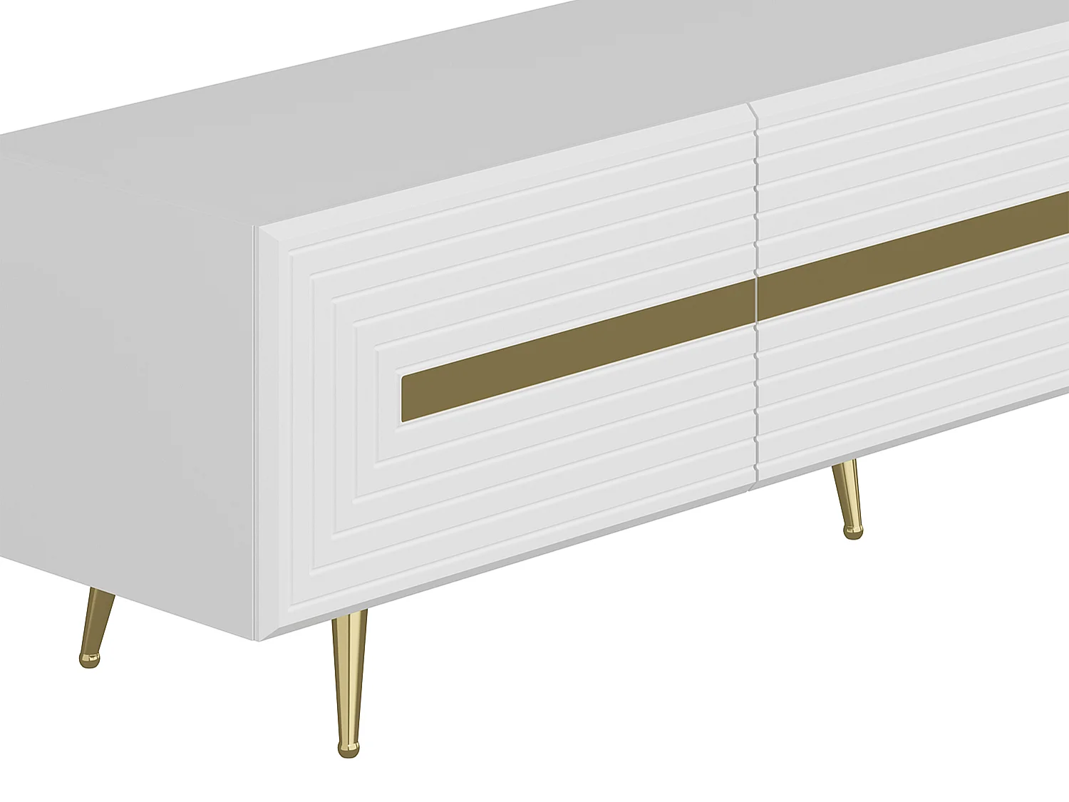 Mobile TV con 3 ante Bianco e Dorato - MOLYA di Pascal MORABITO