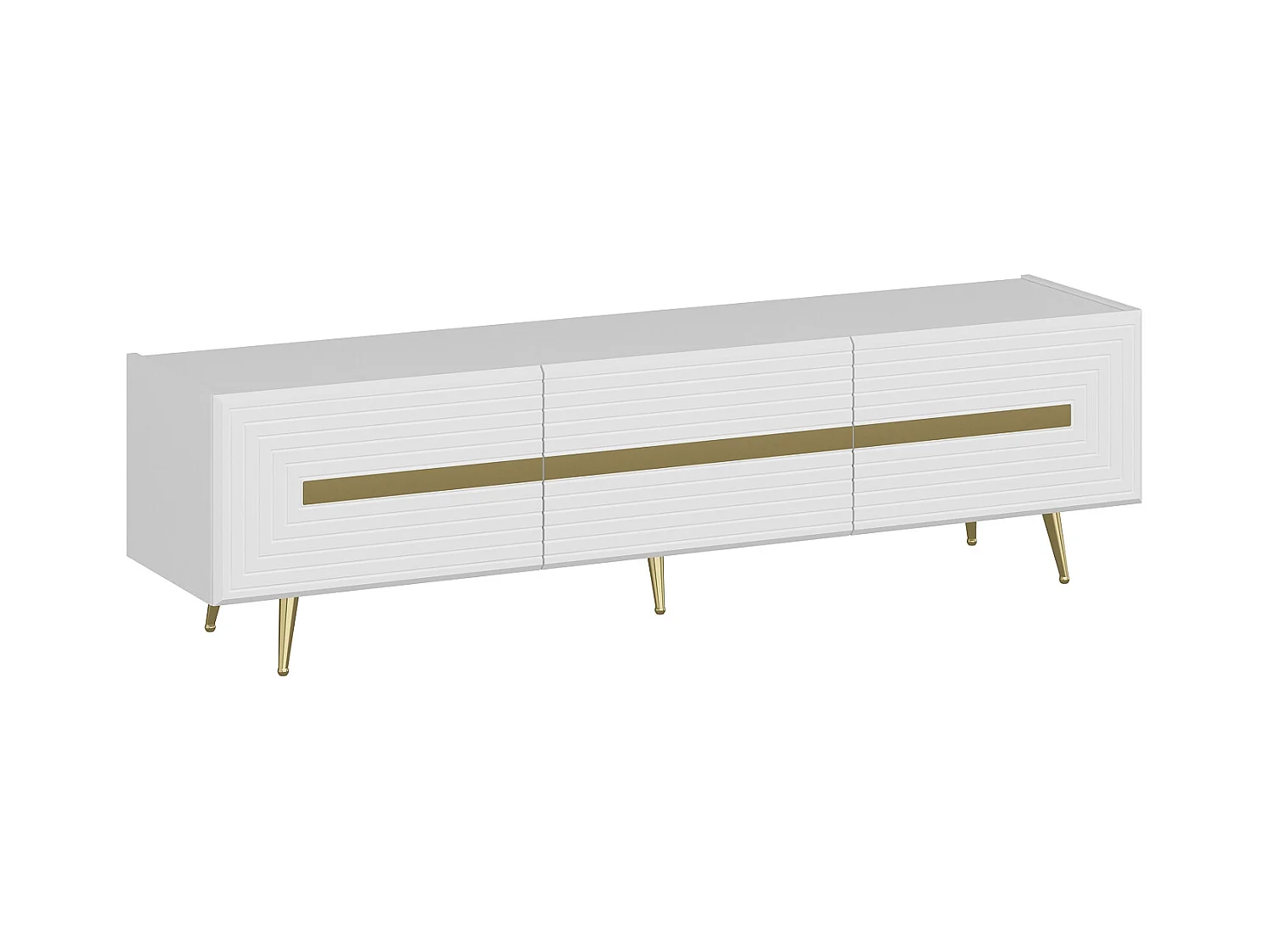 Tv-meubel met 3 deurtjes - Wit en goudkleurig - MOLYA van Pascal MORABITO