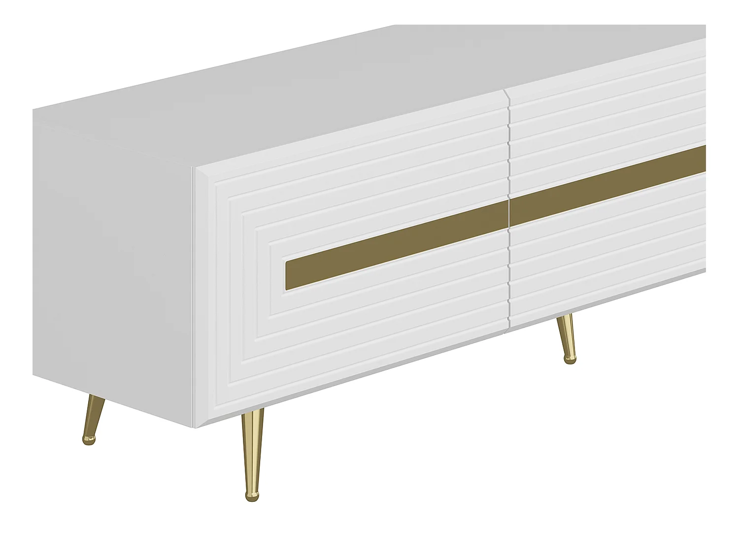 Tv-meubel met 3 deurtjes - Wit en goudkleurig - MOLYA van Pascal MORABITO