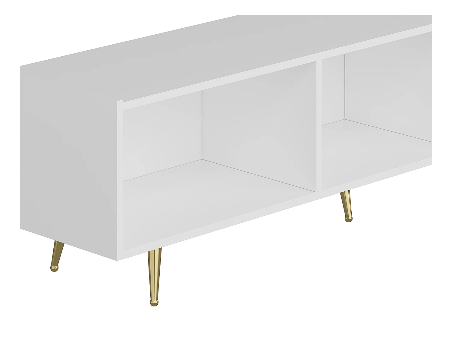Tv-meubel met 3 deurtjes - Wit en goudkleurig - MOLYA van Pascal MORABITO