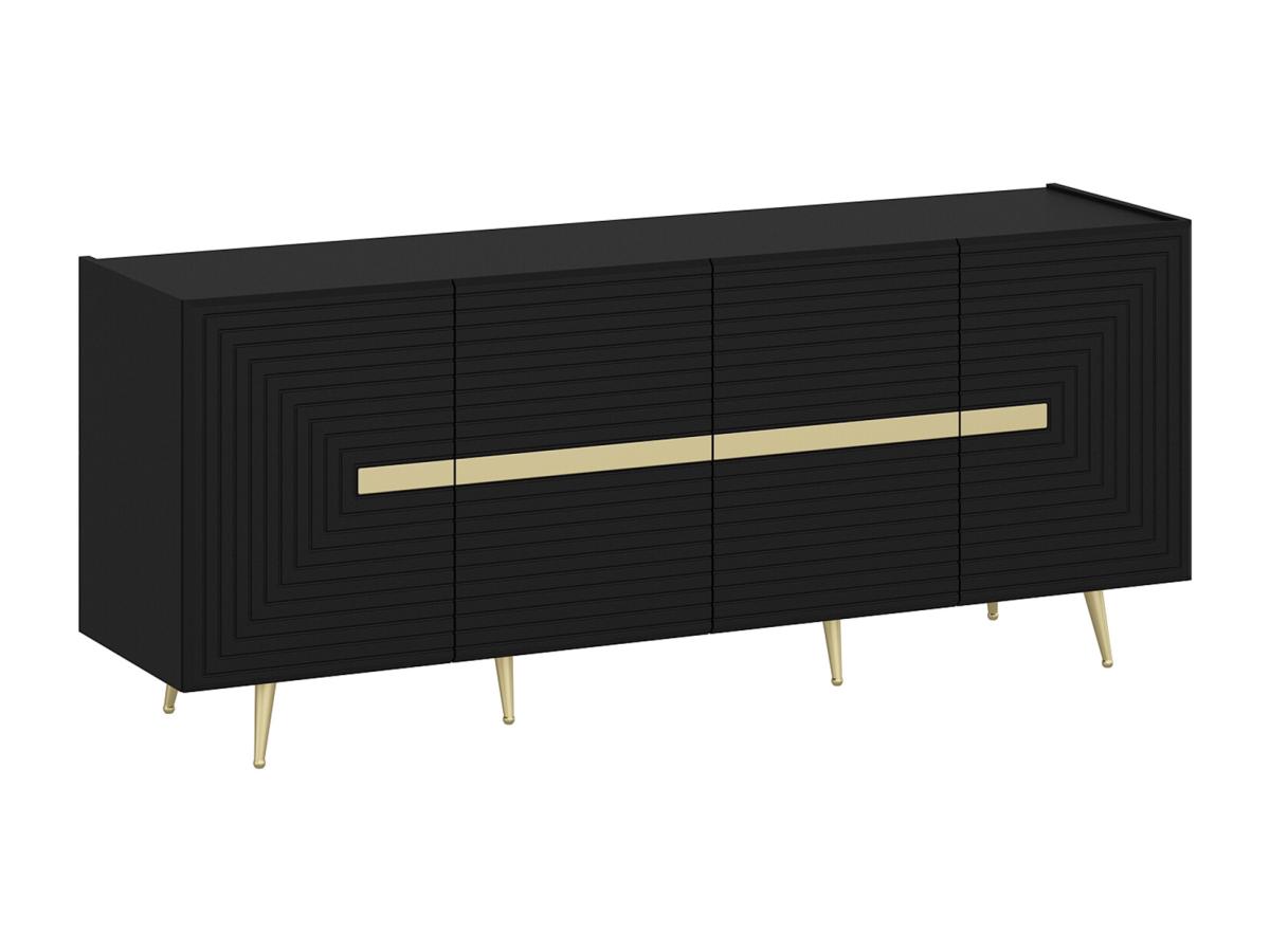 Sideboard mit 4 Türen - MDF - Schwarz & Goldfarben - MOLYA von Pascal MORAB günstig online kaufen