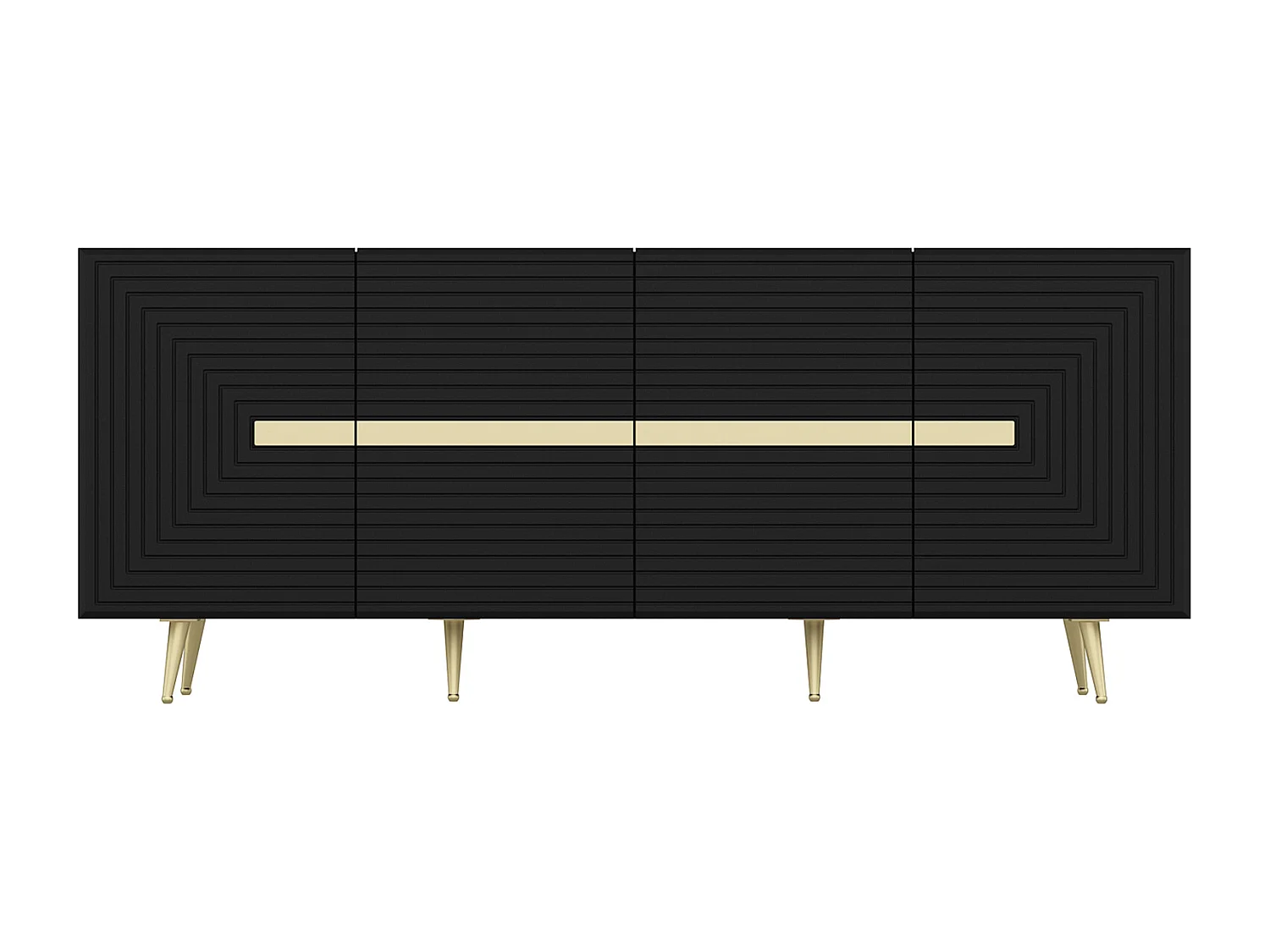 Buffetkast met 4 deurtjes van mdf - Zwart en goudkleurig - MOLYA van Pascal MORABITO