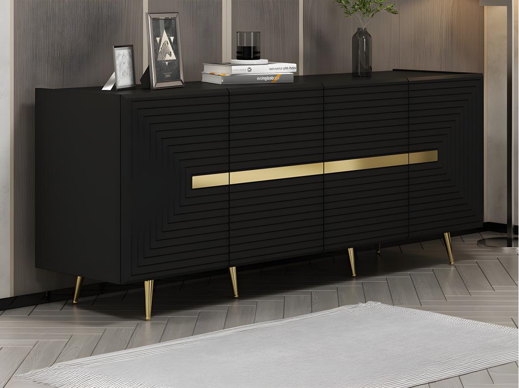 Buffet avec 4 portes en MDF - Noir et doré - MOLYA de Pascal MORABITO