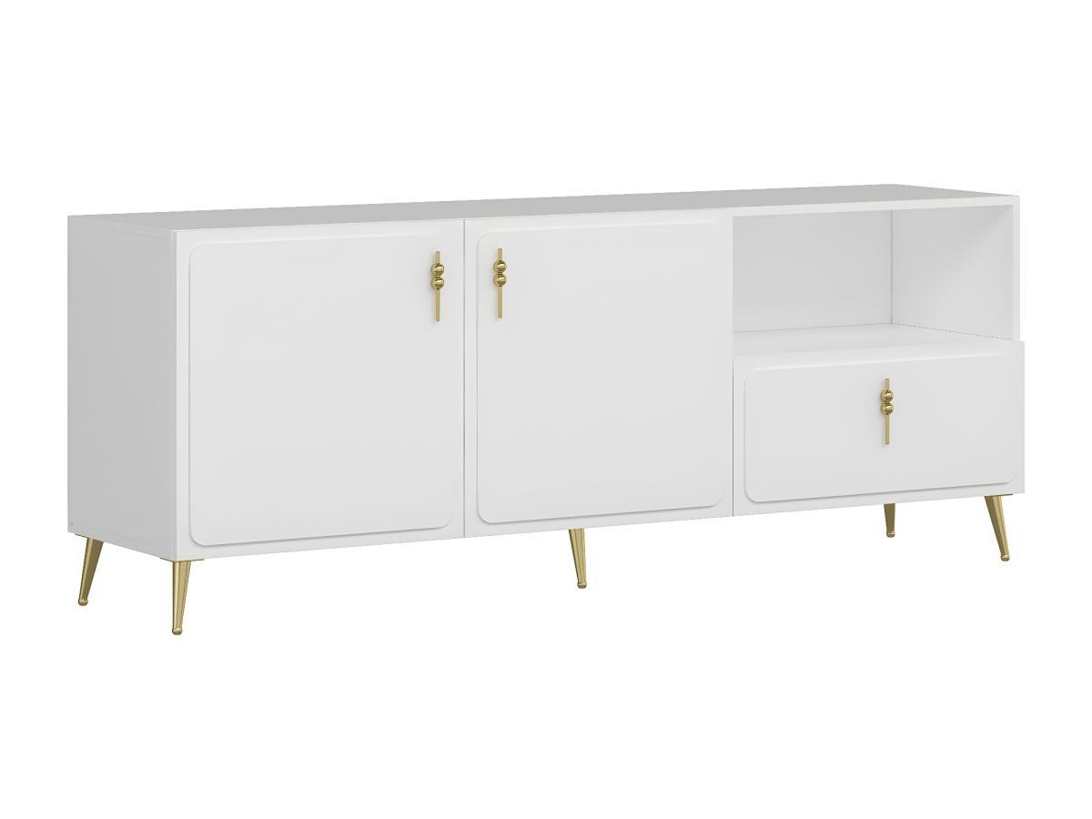 Sideboard mit 2 Türen, 1 Schublade & 1 Regalfach - Weiß & Goldfarben - MAVE günstig online kaufen